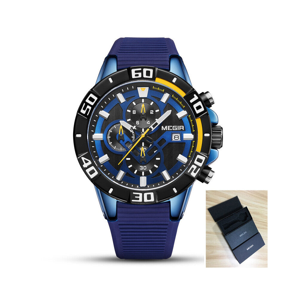Sport Chronograph Quartz Watch Silicone Luminous Waterproof Mens Watches Top Relogio Masculino