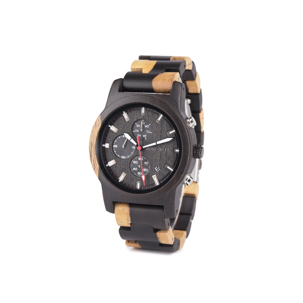 Men Watches Male Creative Business Quartz Clock Wood Timepieces Chronograph Date Week Display Dropship