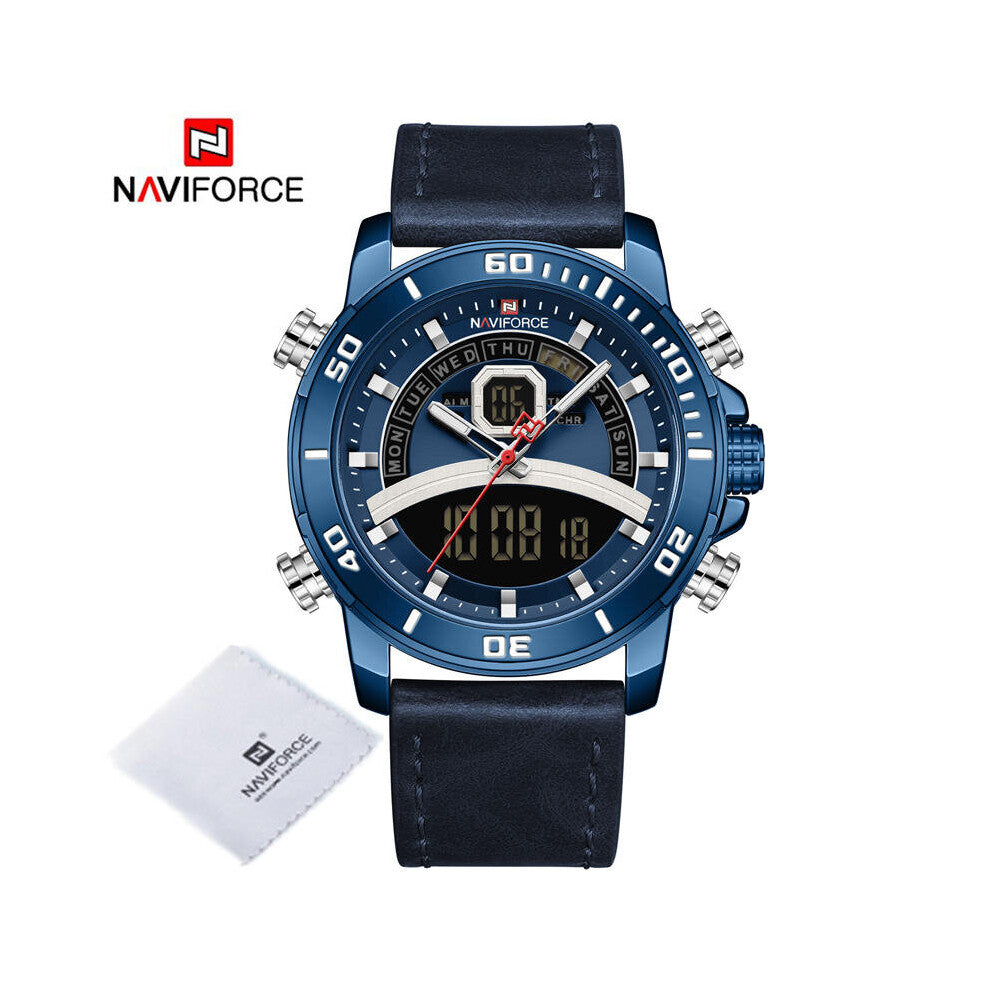 Top Men Quartz Watches Business Waterproof Leather Luminous Dual Time Chronograph Watches Men Relogio Masculino