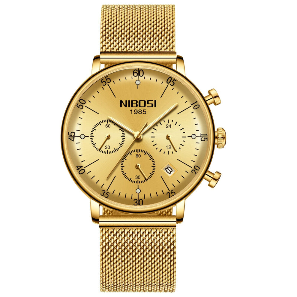 Men Quartz Watches Sports Clock Waterproof Stainless Steel Mesh Wristwatches Business Dress with Date Relogio Masculino