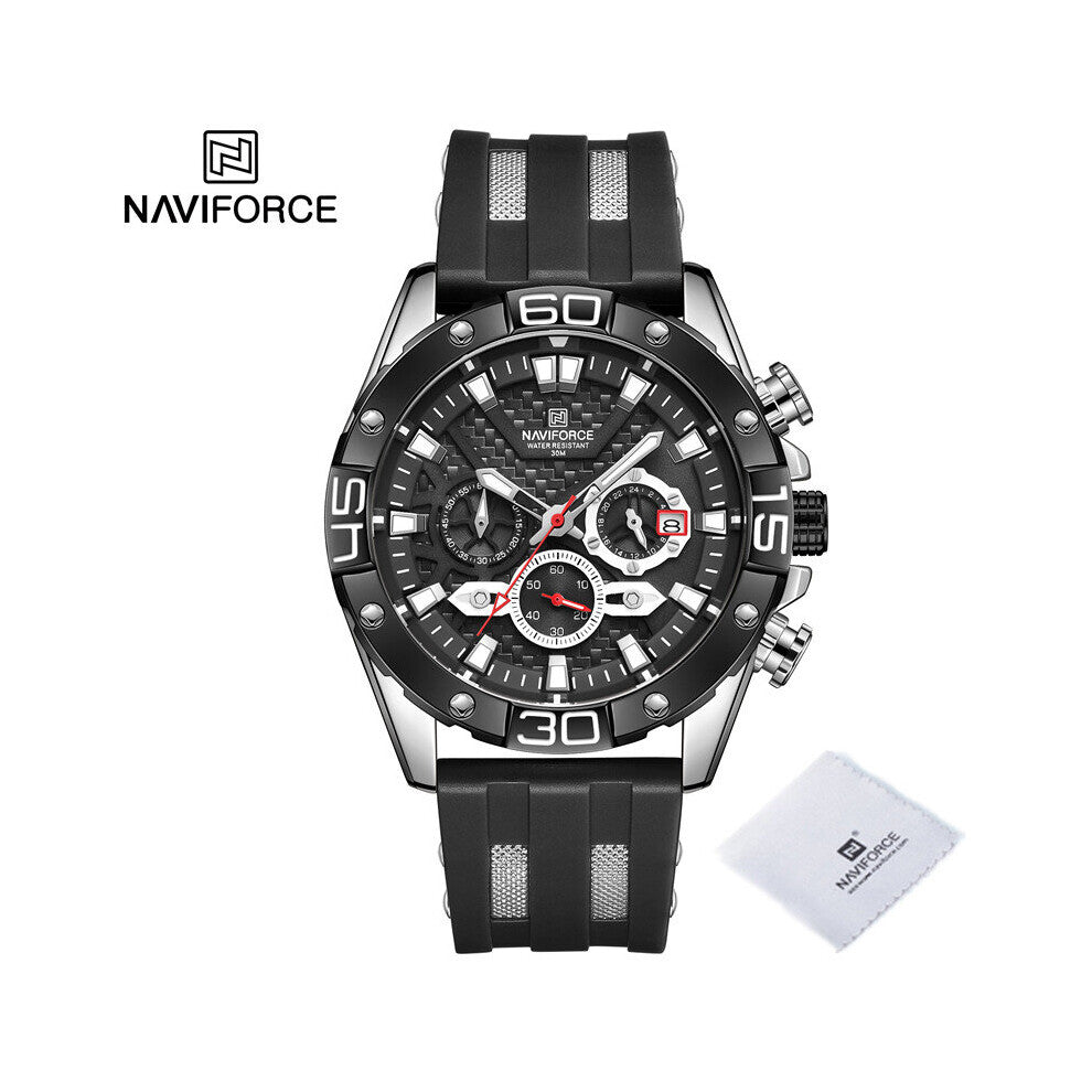 Watches Mens Silicone Strap Military Waterproof Sport Chronograph Quartz WristWatch Analog Clock