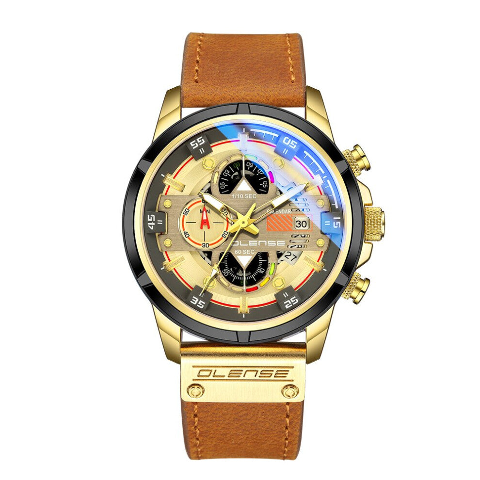 Casual Sports Watches for Men Top Military Leather Wrist Watch Man Clock Chronograph Wristwatch