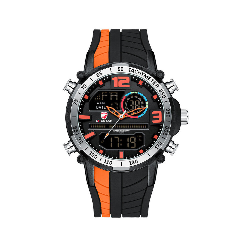 Top Men Watch Casual Dual Display Sports Watches Analog Digital Chronograph Silicone Strap Waterproof Clock