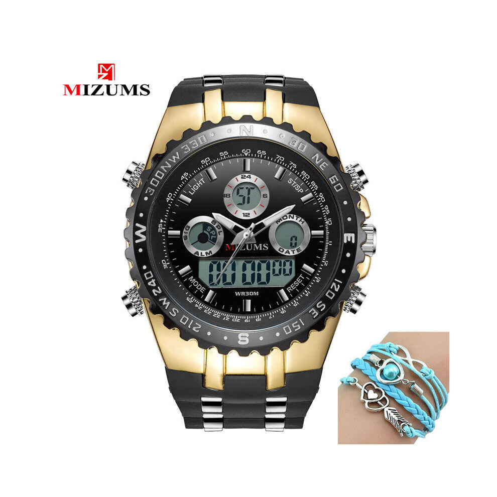 Men's Watch Men's Double Movement Electronic Watch Waterproof Quartz Watches Student Large Dial Sports Watches