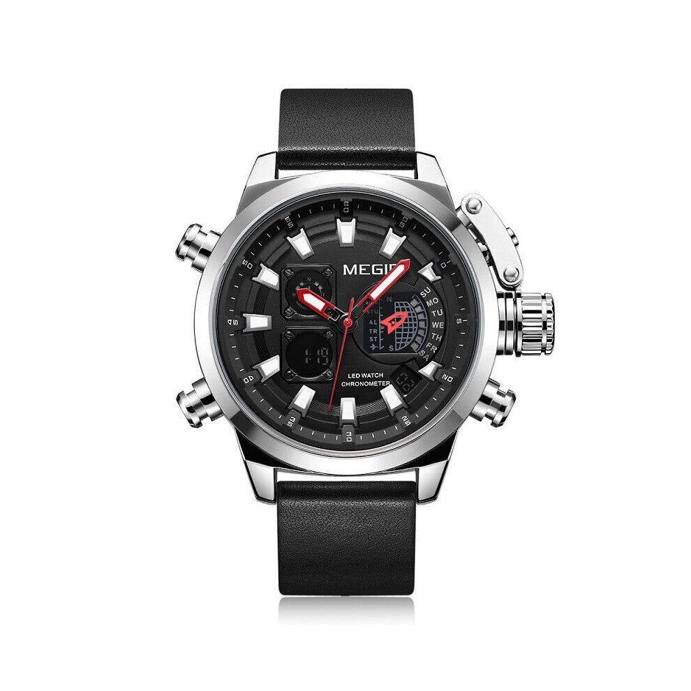 Top Watch Men Digital LED Quartz Watches Movement Multifunction Waterproof Alarm Leather sports Wrist Watch