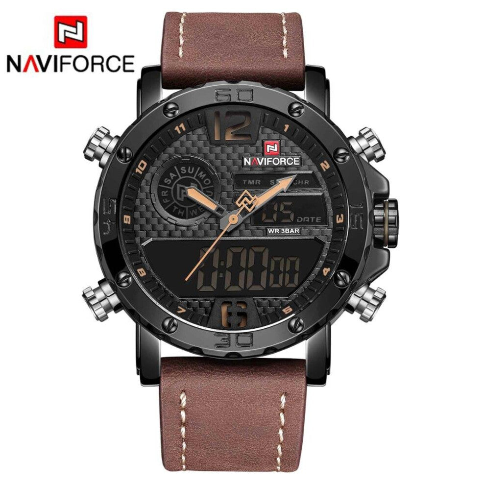 Watches Men Men Sport Watch Men's Leather Quartz Military Watch Male Led Analog Digital Clock Relogio Masculino