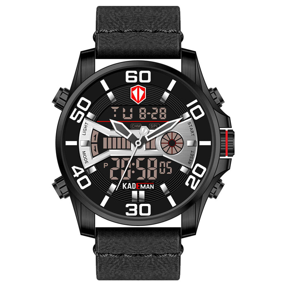 Mens Watches Top Men Sports Watches Men's Quartz LED Digital Clock Male Cow Leather Military Wrist Watch