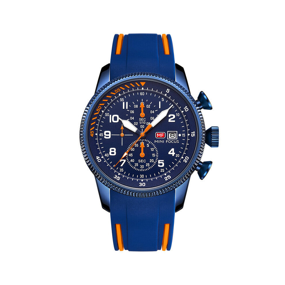 MINI FOUS Chronogragh Quarz Watch for Man Sport 3ATM Waterproof Calendar Male Watches Silicone Strap ????????????????? ????