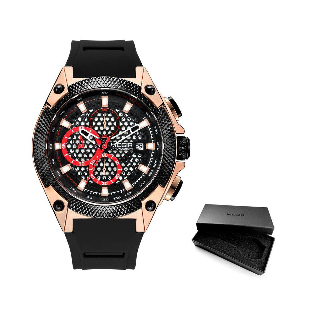 Mens Watches Top Silicone Sports Watch for Men Relogio Masculino Rose Chronograph Wristwatch Man Clock