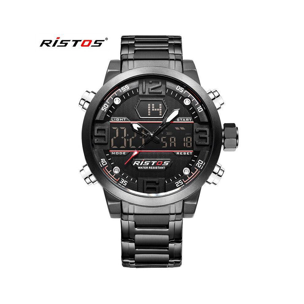 Ristos Relojes Masculino Hombre Multifunction Steel Men Sport Watches Chronograph Digital Waterproof Wristwatch 9338