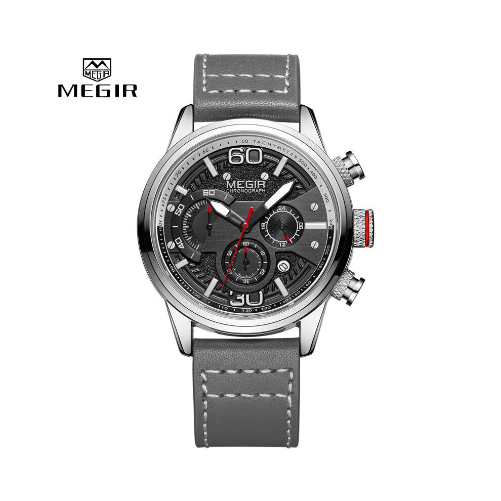 Watch Men Chronograph Waterproof Sport Quartz Wristwatch Man Casual Leather Analog Watches Military Clock