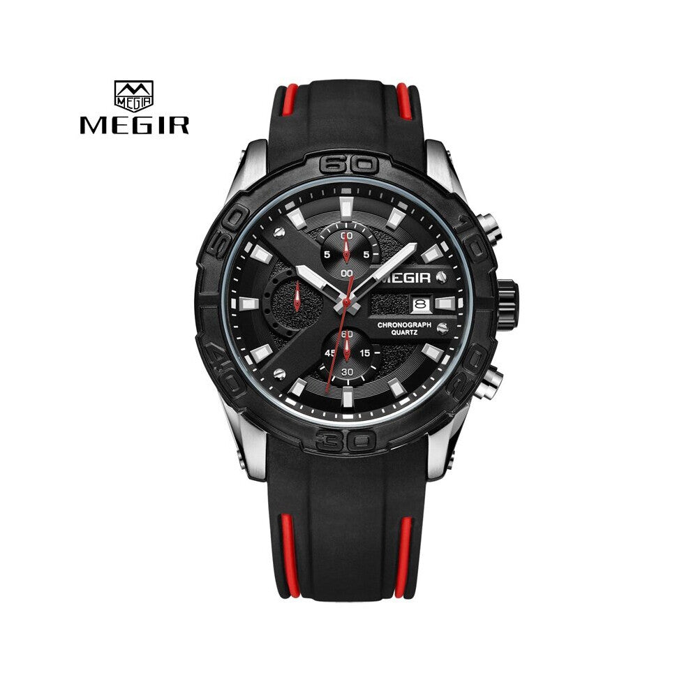 Men Watches Analog Quartz Wristwatch Waterproof Sport Chronograph Silicone Military Watch Men Auto Date Relogio Masculino
