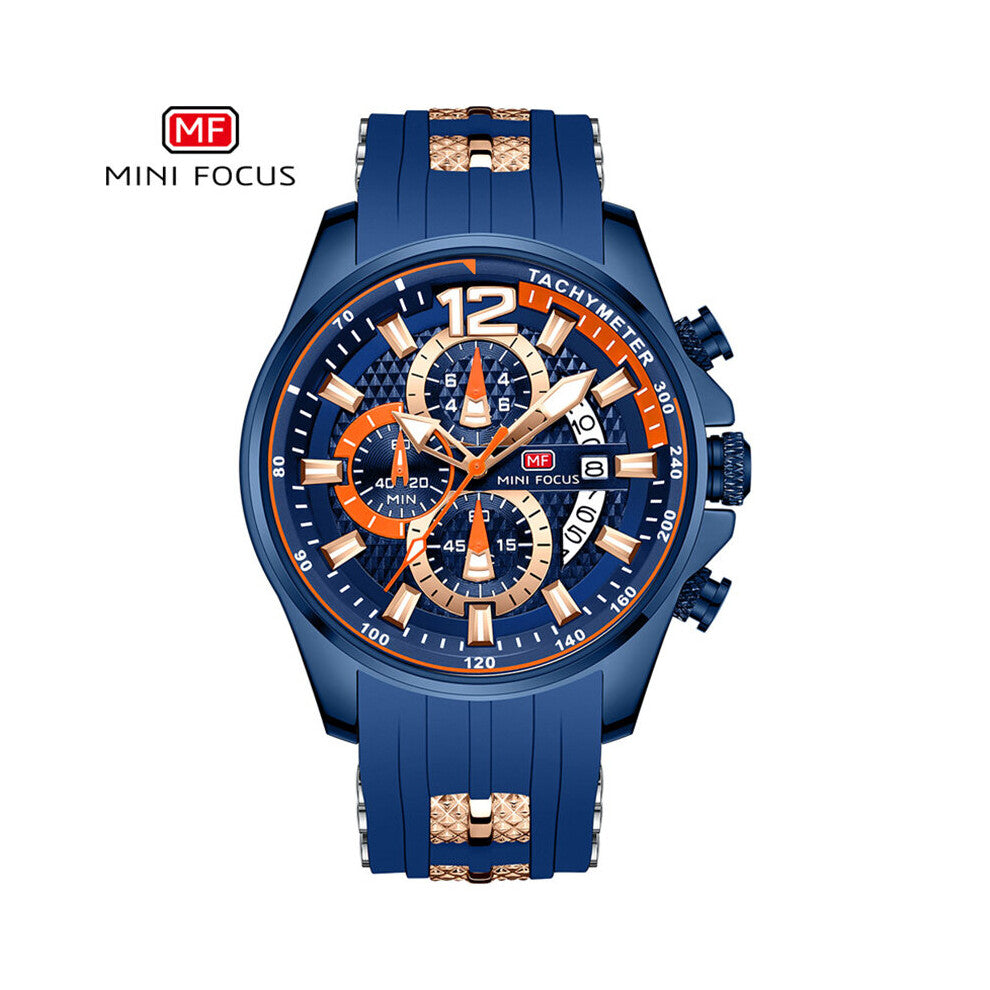 MINI FOCUS Watches For Men Top Quartz Waterproof Sports Wristwatches Relogio Masculino Red Silicone Strap