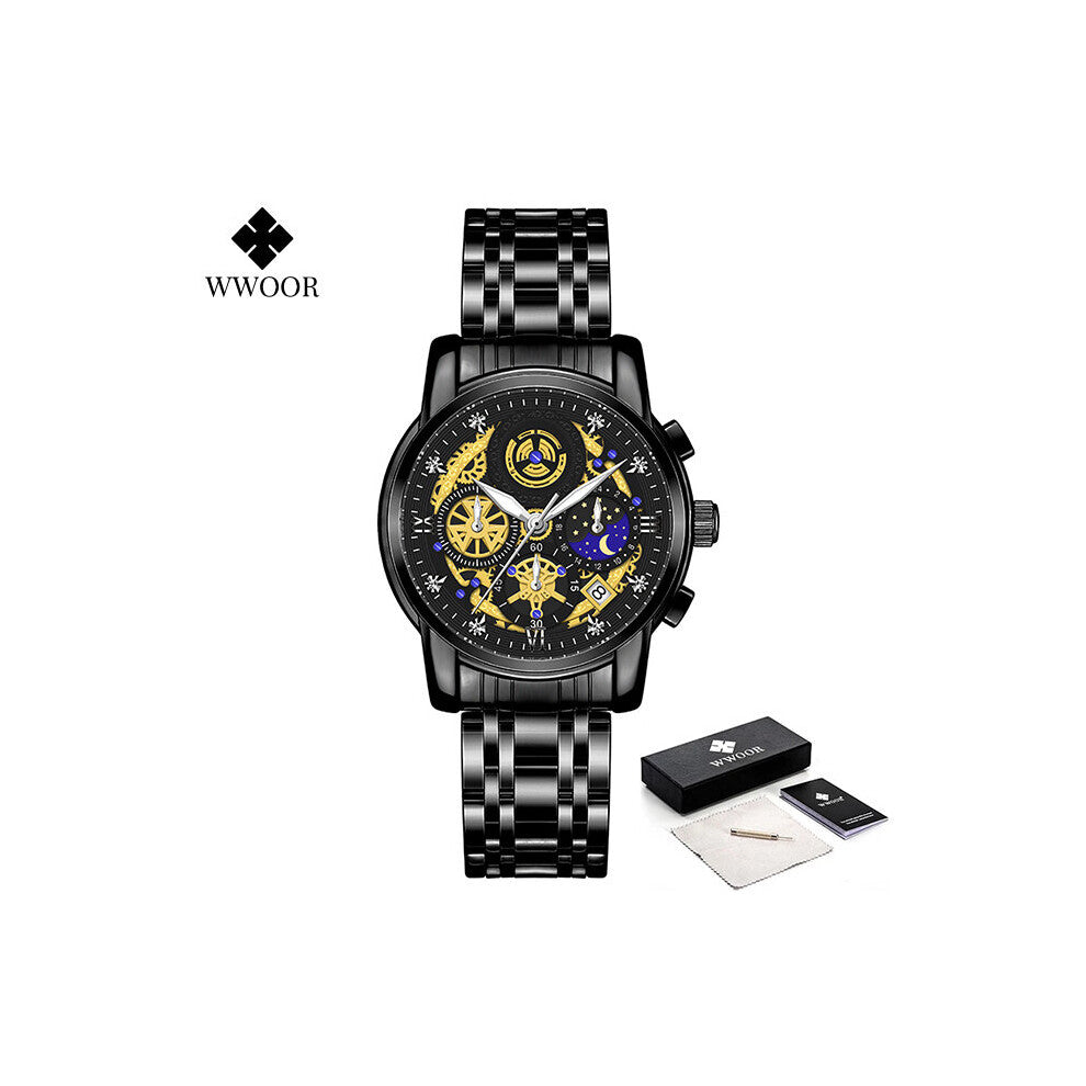 Business Mens Watches Stainless Steel Waterproof Quartz Men's Wrist Watch Sports Chronograph Clock Reloj Hombre