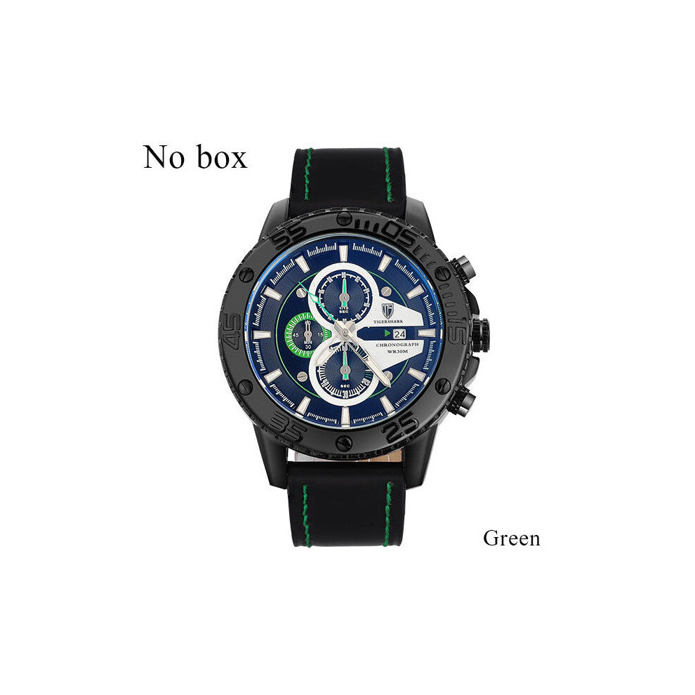 TIGERSHARK Men Watches Sport Casual Chronograph Date Stainless Steel Wristwatches Luminous Large Dial 30M Waterproof Clock