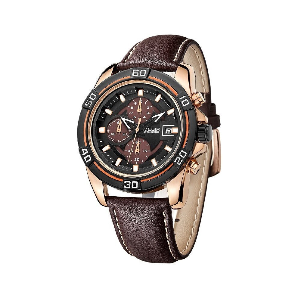 Men Business Watch Leather Strap Chronograph Quartz Military Wrist Watches Clock Men Relogio Masculino