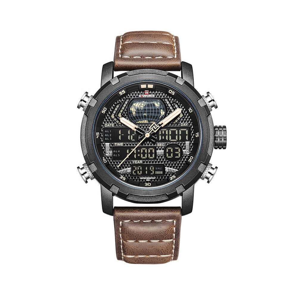 Men's Watches Military Sport Watch Men LED Quartz Digital Clock Leather Army Waterproof Watch Male