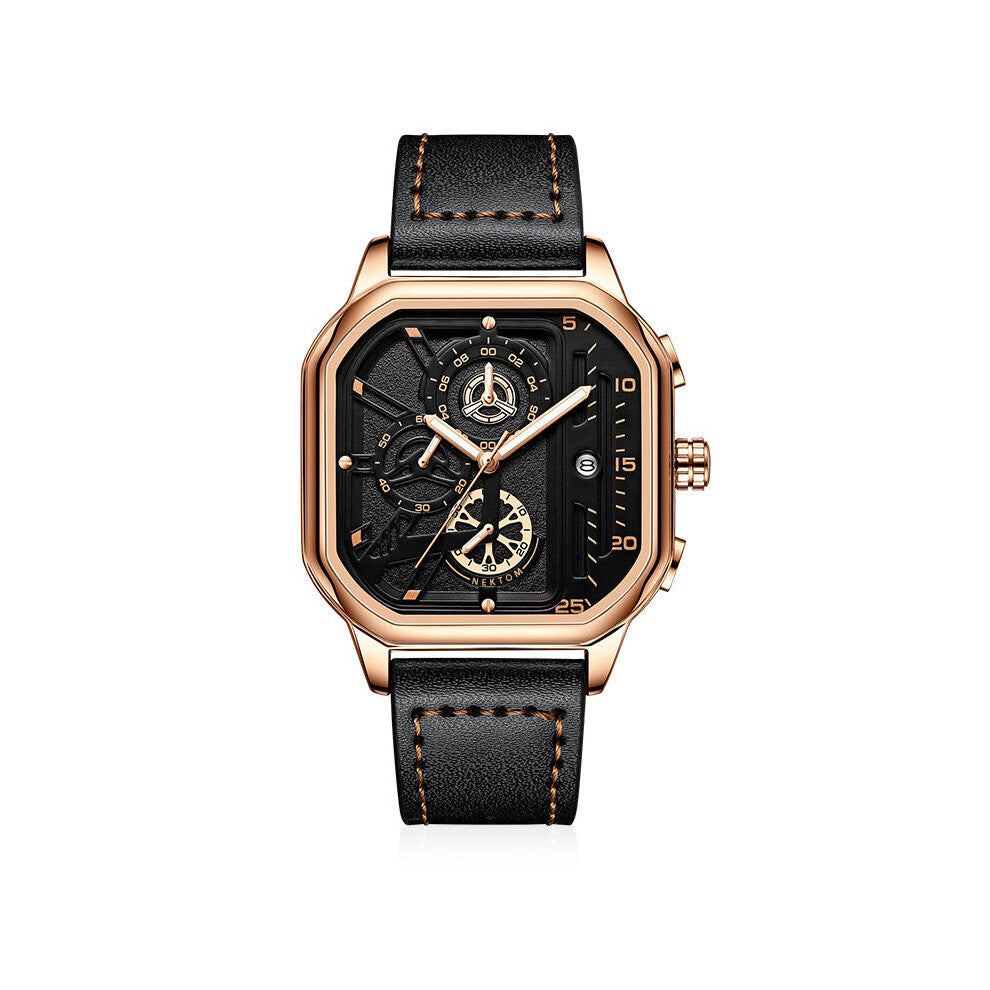 Relogio Masculino Business NEKTOM Square Calendar Waterproof Watch for Men Sports Military Quartz Mens Watches