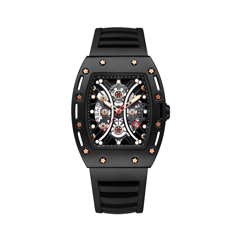 MINI FOCUS Tonneau Watch for Men Military Sport Wristwatch Waterproof Silicone Strap Quartz Watches relogio reloj montre ????