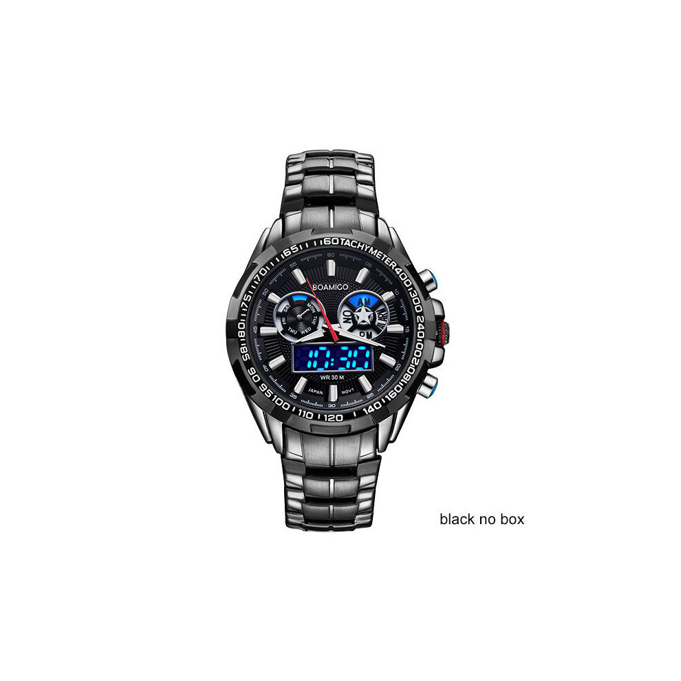 men sports watches military business steel digital quartz watch clock relogio masculino