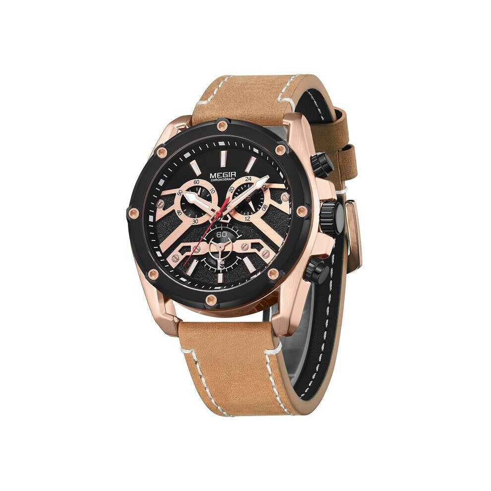 Quartz Watches Men 24 Hours Chronograph Wristwatch Man Top Relogios Masculinos Clock Leather Watch 2120