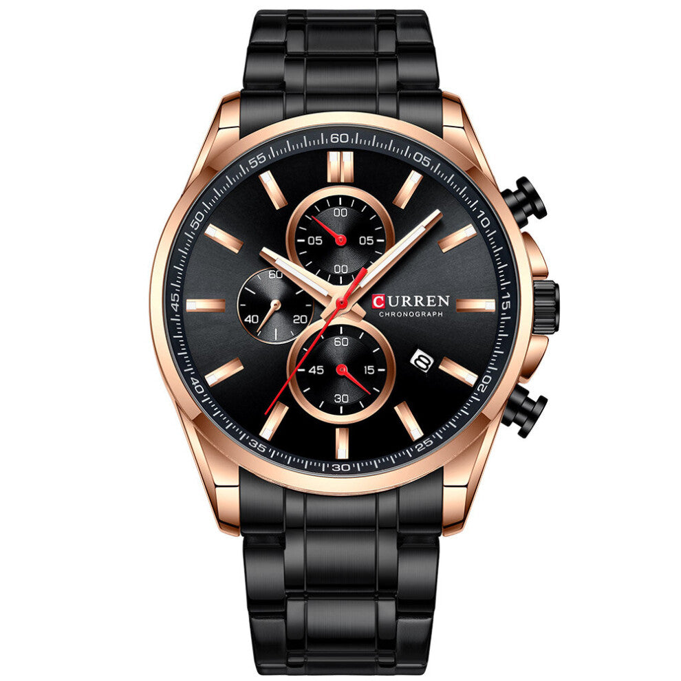 8368 Watches Men Chronograph Men Sport Watches Steel Strap Quartz Wristwatch Relogio Masculino