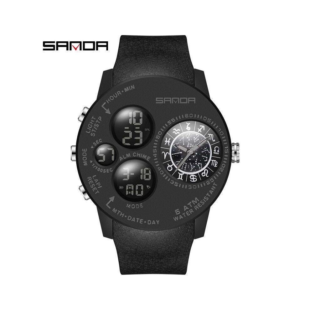 Outdoor Sports Mens Watches Top Military Quartz Watch Dual Display Wristwatch Waterproof Clock