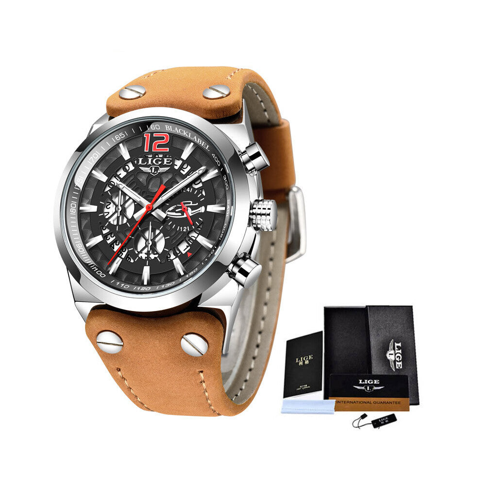 Arrival Men Watches Leather Waterproof Sport Quartz Chronograph Military Watch Men Clock Relogio Masculino