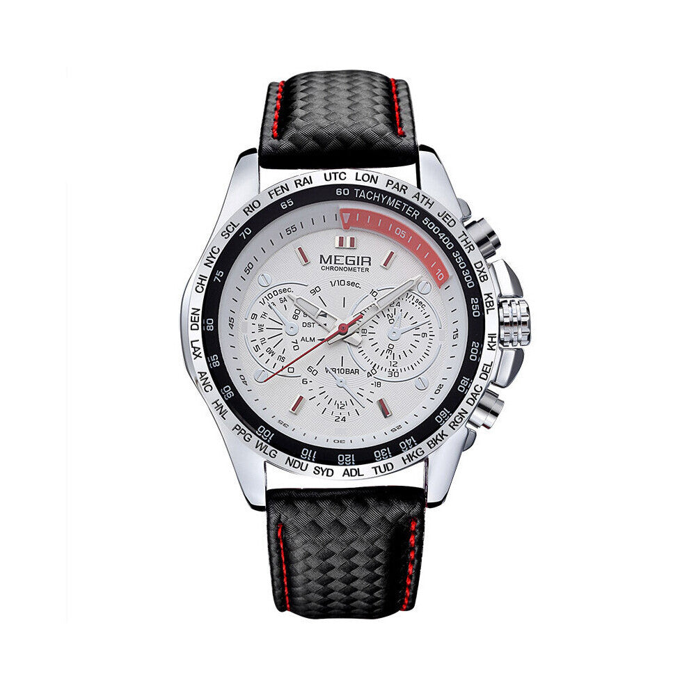 Sport Watches Mens Waterproof Alloy Case Military Wrist Watches For Men Leather Strap Quartz Clock