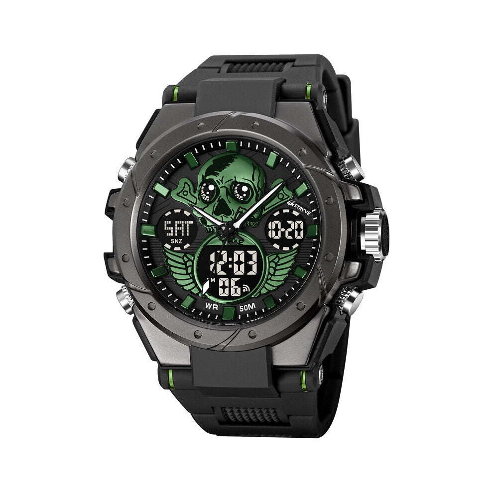 Digital Mens Military Watch 50M Waterproof Wristwatch Sport Men Skull Dial Dual Display Watches LED Quartz Clock