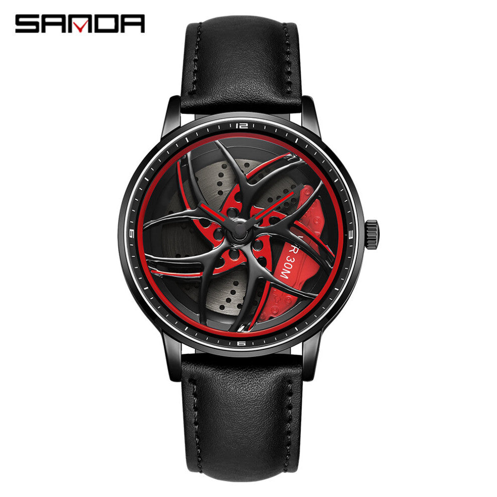 Sell Mens Watch Sports 360 Rotating Car Wheel Dial Watches Men Waterproof Stainless Steel Men Quartz Wristwatch Relogio
