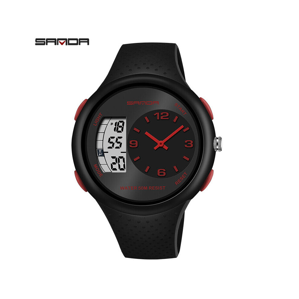 Mens Dual Display Sports Watch Casual Waterproof Quartz Multifunction Watches Personality Relogio Masculino