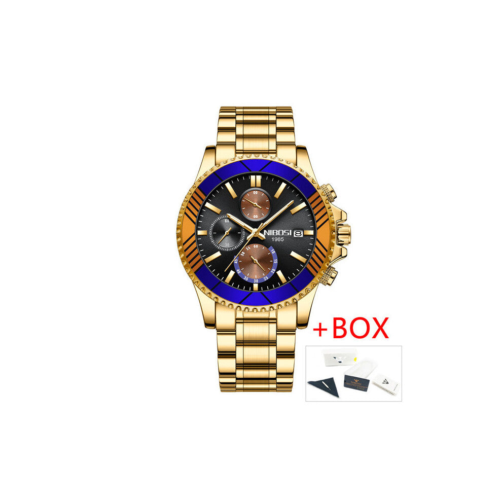 Top Stainless Steel Quartz Watches Men Military Waterproof Mens Watches with Date Chronograph Luminous Hands