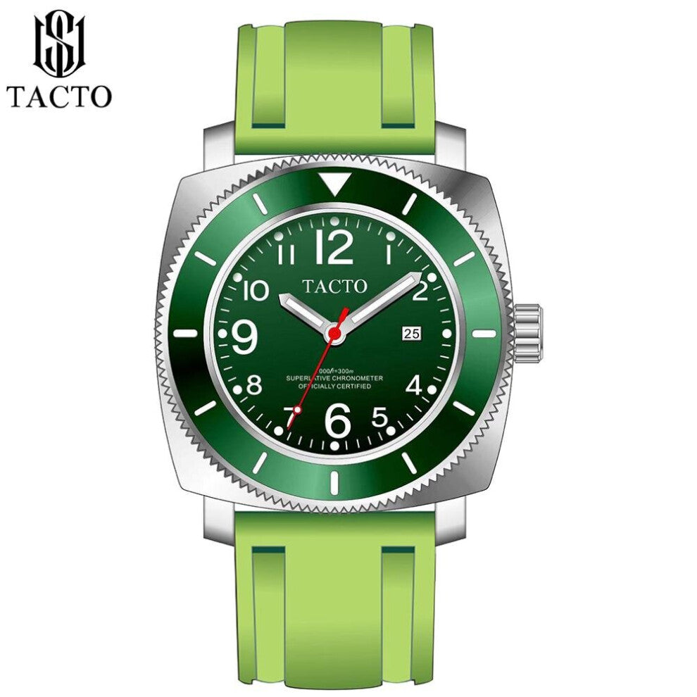 Men;s Watches Sports Watches Top Rotated Quartz Watch Green Rubber Strap Steel Male Clock Relogio Masculino