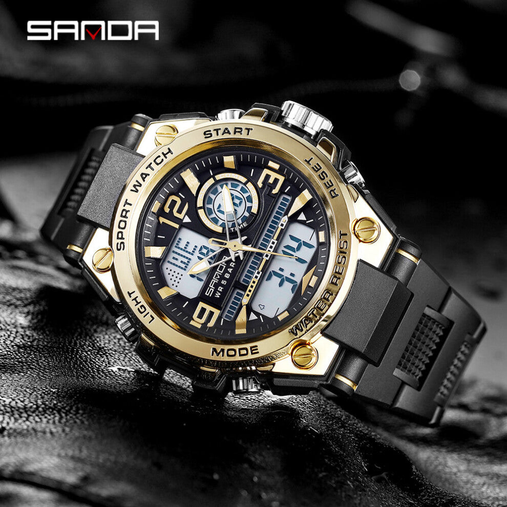 SANDA Military Watch Dual Display Men Sports Watches G Style LED Digital Military Waterproof Watches Relogio Masculino