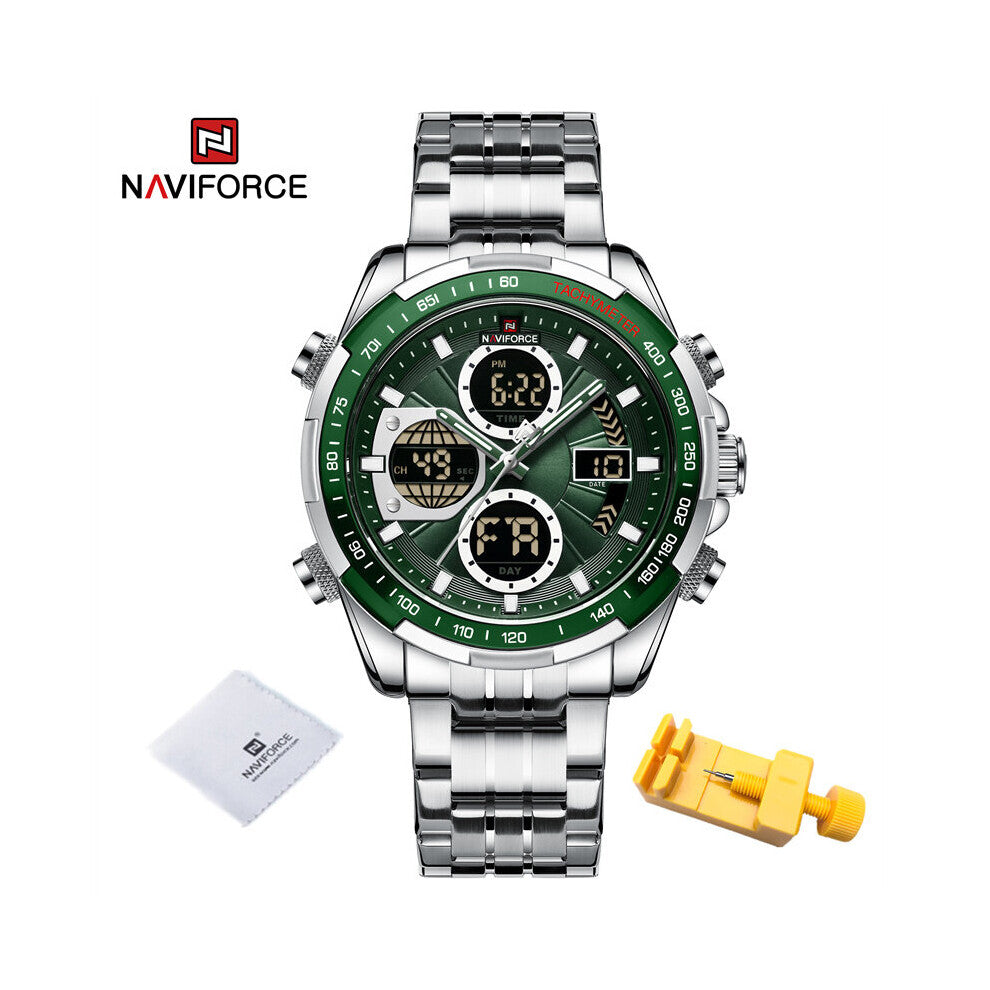 Mens Watches Casual Stainless Steel Waterproof Week Display Calendar Big Dial Wrist Watches Relogio Masculino