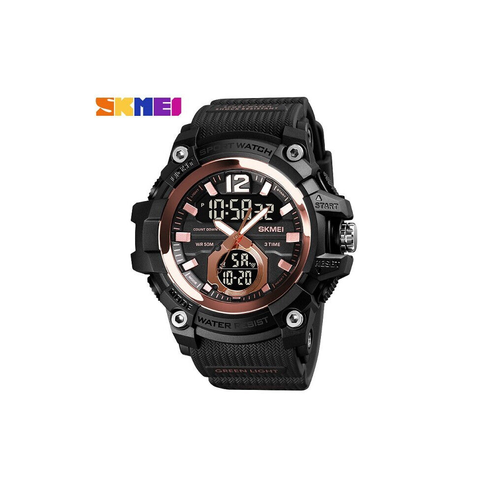 Men Military Sport Wrist Watch PU Band Dual Display Watches Waterproof Mens Watch LED Quartz Clock Relogio
