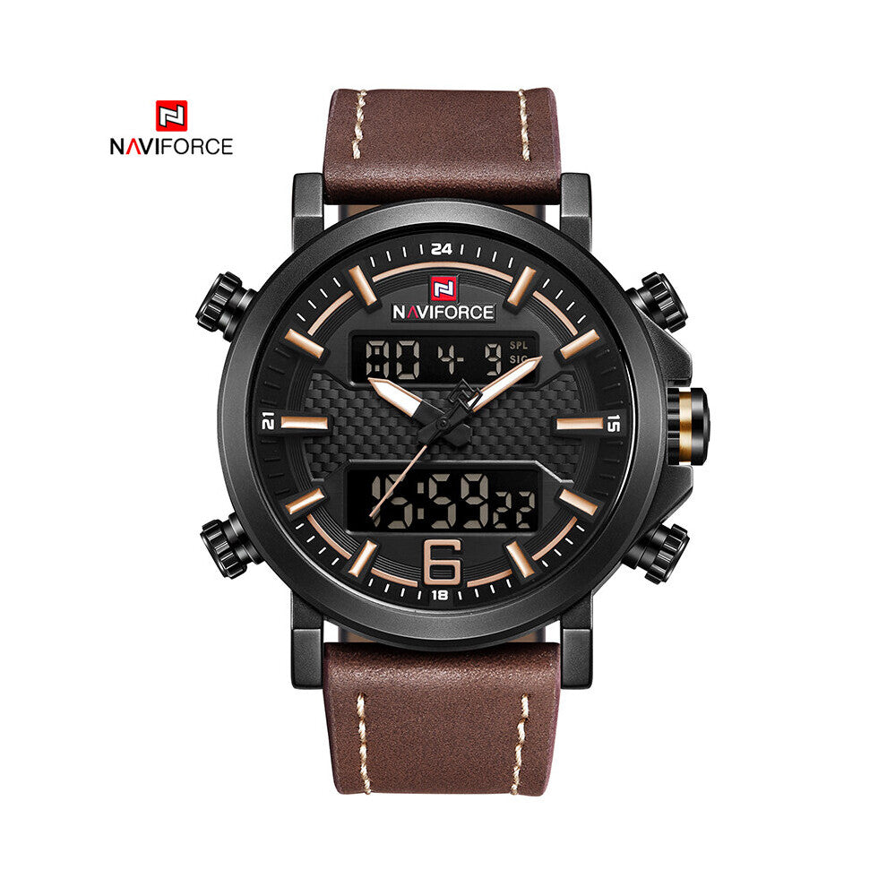 Men's LED Digital Analog Watches Waterproof Quartz WristWatch Leather Band Sports Male Clock Reloj Hombre
