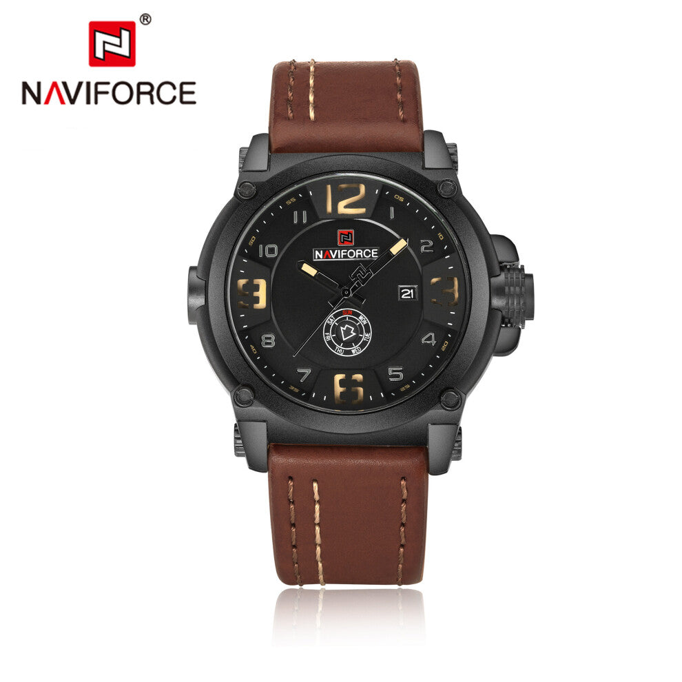 Relogio Masculino Sports Men's Watch Leather Strap Date Watches Waterproof Wristwatch Clock Saat NF9099