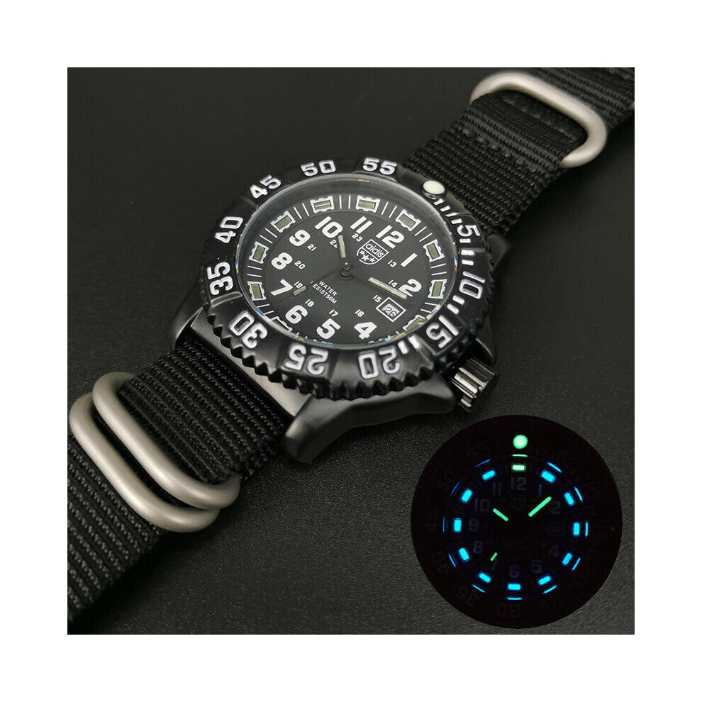 Top Addies Men's Watches Military Sport Watches Men Green Light Nylon Band Auto Date Quartz Wristwatches Men Reloj