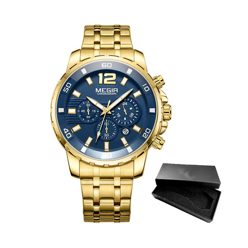 Chronograph Men's Quartz Watches Stainless Steel Band Waterproof Calendar Male Clock Business Man Watch Montre Homme