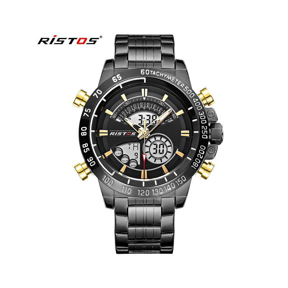 Ristos Chronograph Multifunction Men's Sport Stainless Steel Watches Analog Wristwatch Relojes Masculino Military 9339