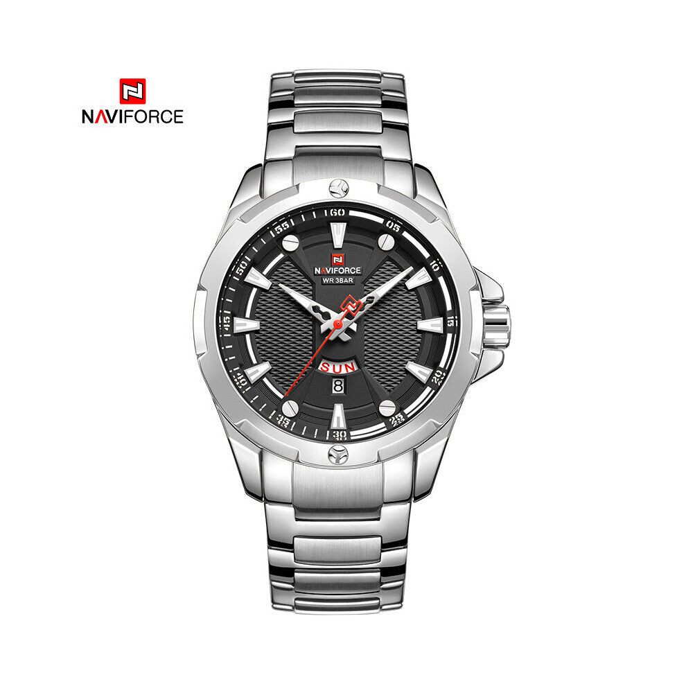 Watch For Men Stainless Steel Casual Waterproof Calendar Luminous Quartz Analog Clock Watches