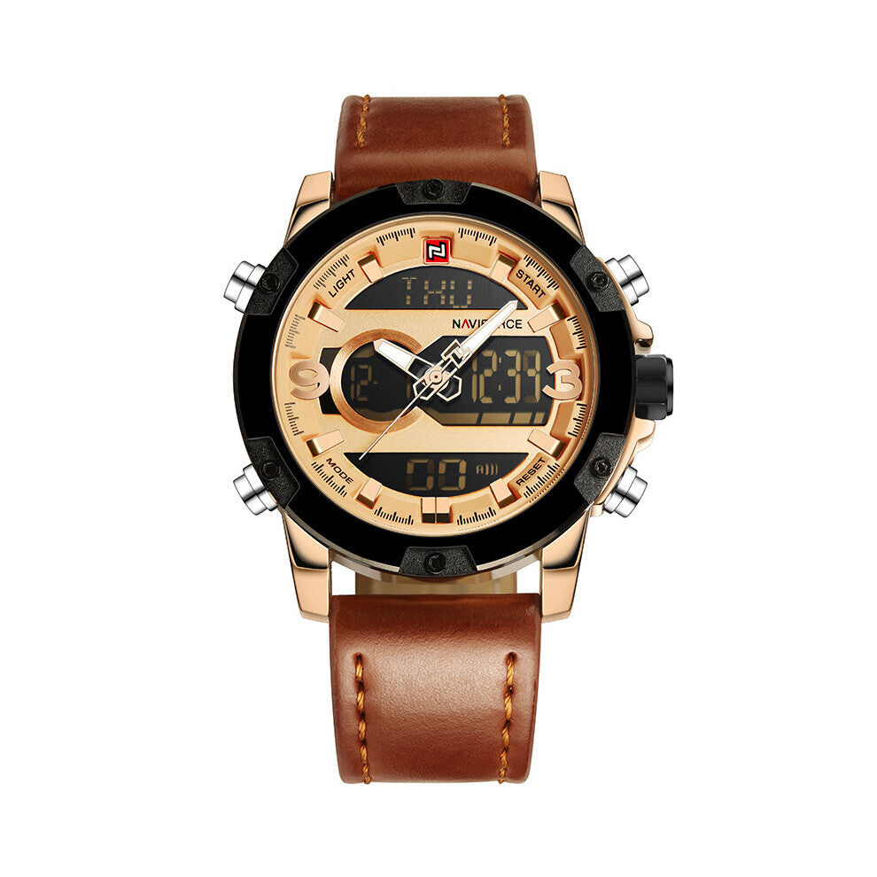 Men's Business Casual Leather Bracelet Luminous Display Chronograph Alarm Male Waterproof Clock Rel?gio masculino