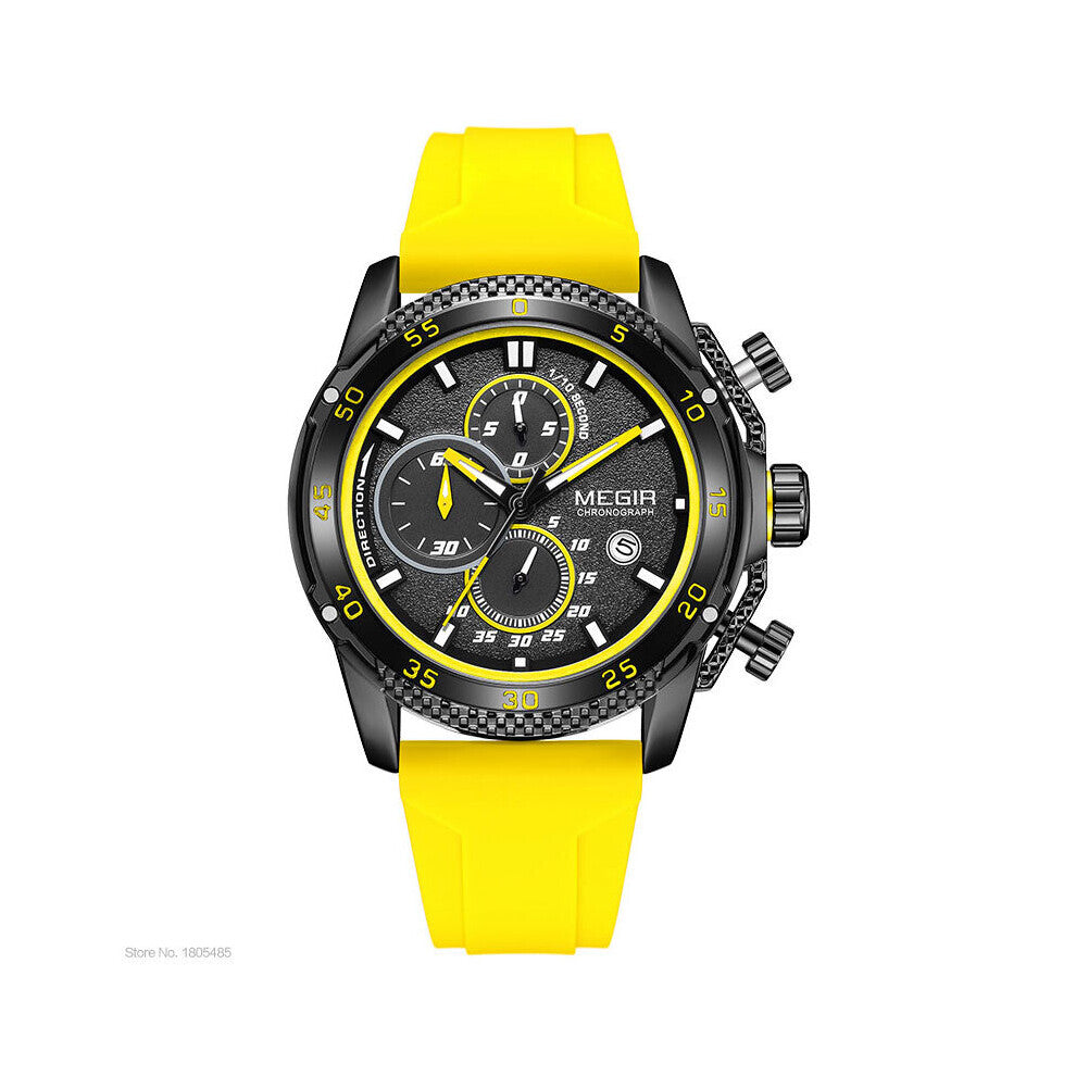 Chronograph Quartz Watches for Men Silicone Strap Sport Wristwatch with Date Luminous Hands Rose 2211