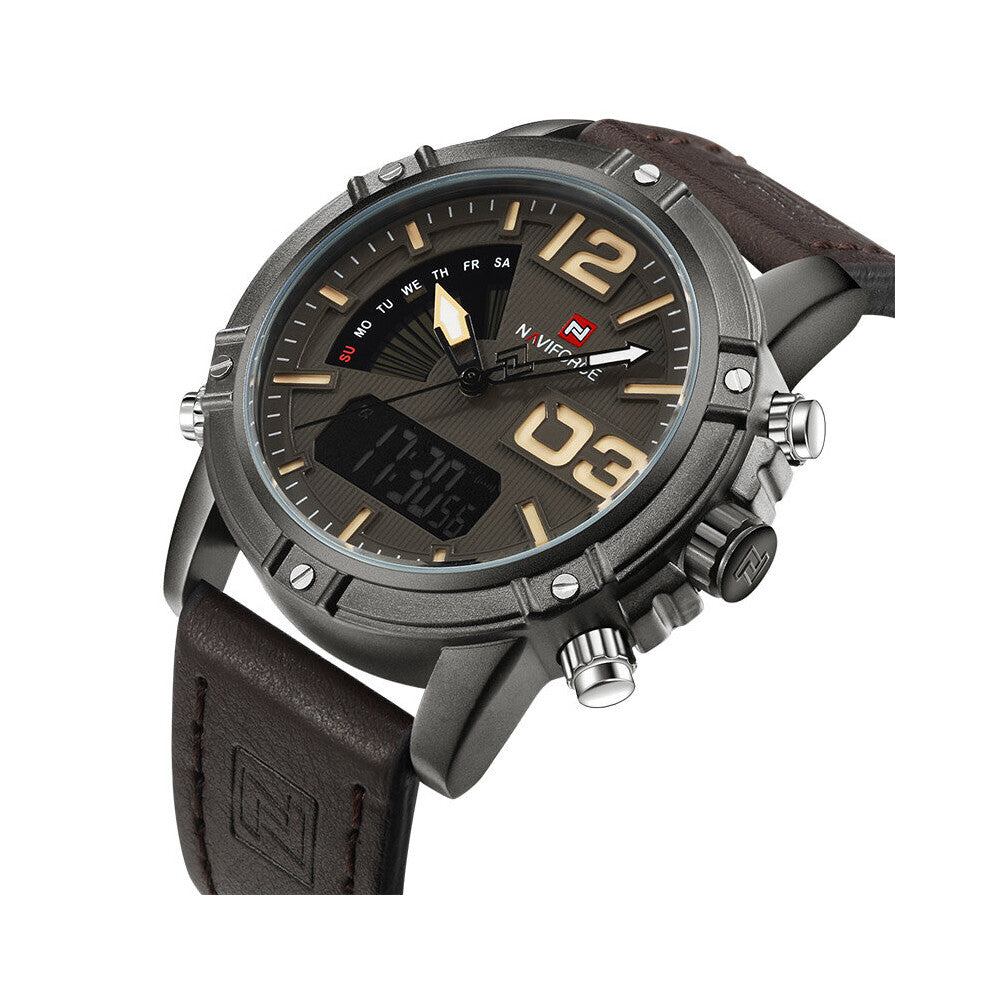 Men Leather Military Watches Men's Quartz Analog Led Digital Sport Wrist Watch relogio masculino