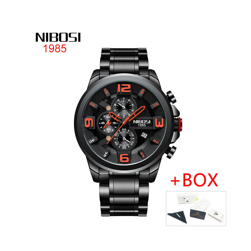 Sports Chronograph Stainless Steel Band Waterproof Watches Quartz Men's Wristwatches Relogio Masculino