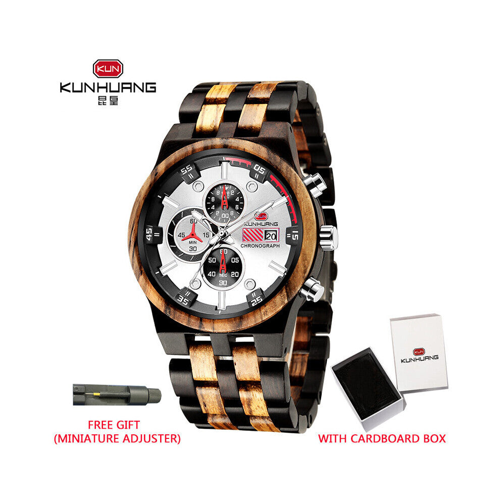 reloj hombre Wooden Watch Men Top Chronograph Military Quartz Watches for Man