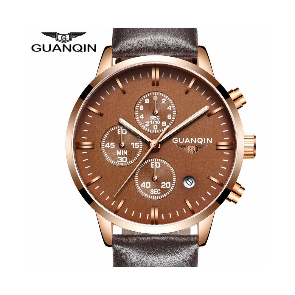 Mens Watches Top Relogio Masculino Military Sport Luminous Wristwatch Chronograph Leather Quartz Watch