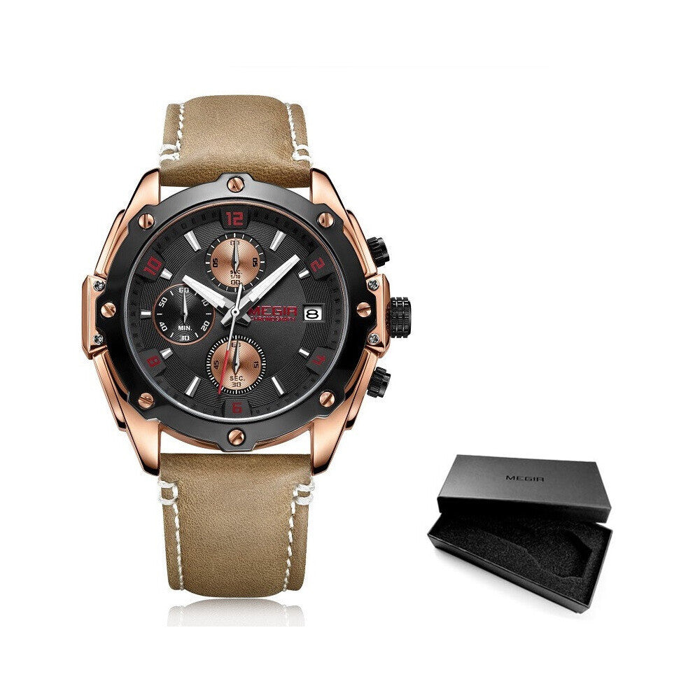 Chronograph Men Watch Leather Business Quartz Watch Clock Men Creative Army Military Wrist Watches Relogio Masculino